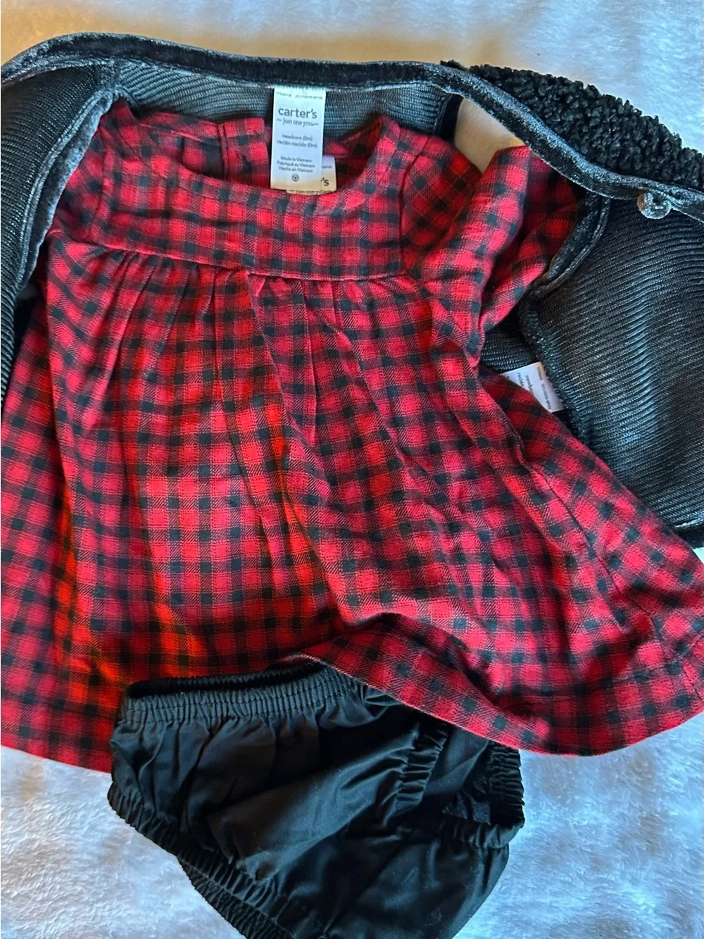 Carter's Red and Black Plaid Baby Outfit